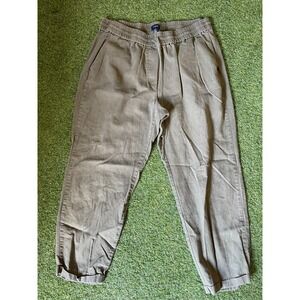 J.Crew Cropped Pants‎ Women 14 Olive Green Pleated Cuffed Tapered Leg Drawstring